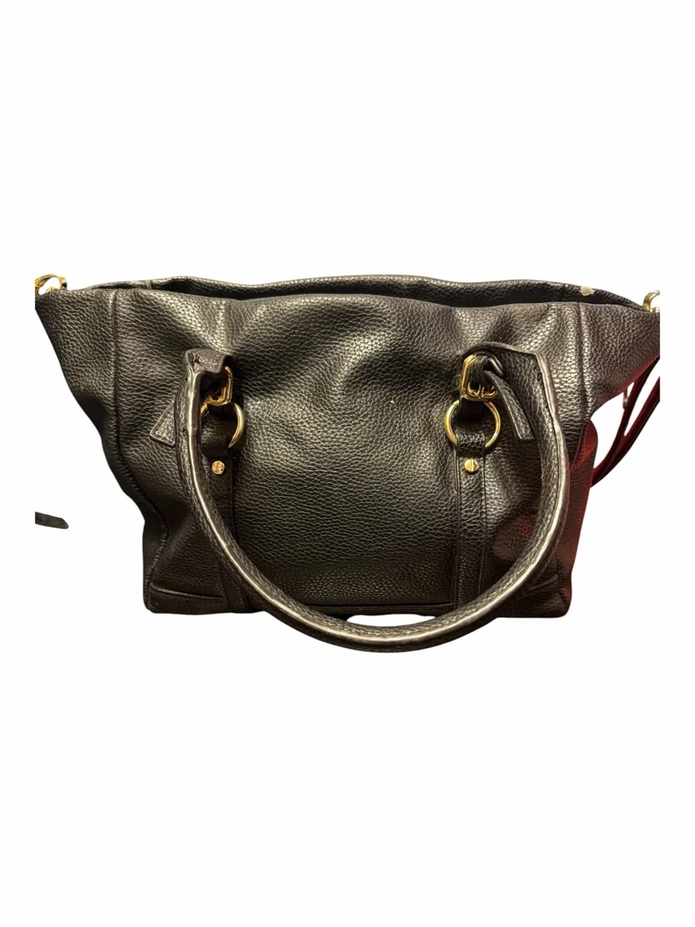 Steve Madden Black Pebbled Faux Leather Satchel Crossbody Shoulder Bag - Picture 3 of 7
